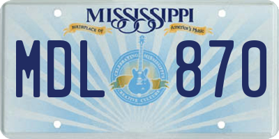 MS license plate MDL870