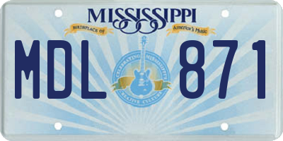 MS license plate MDL871