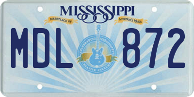 MS license plate MDL872