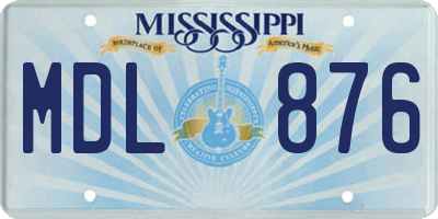 MS license plate MDL876