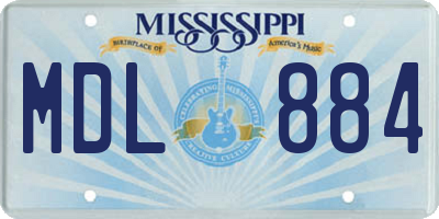 MS license plate MDL884