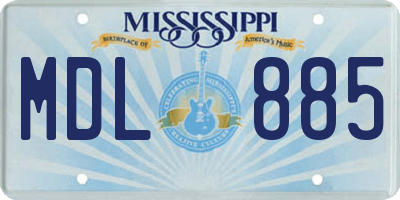 MS license plate MDL885