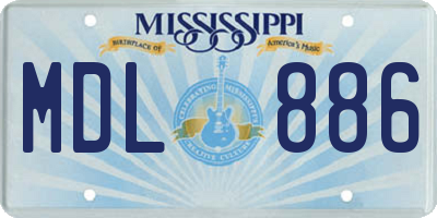 MS license plate MDL886