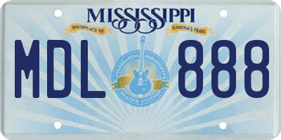 MS license plate MDL888