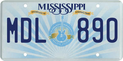 MS license plate MDL890