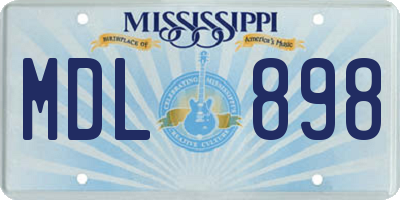 MS license plate MDL898