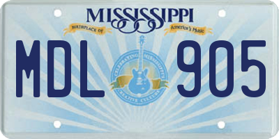MS license plate MDL905