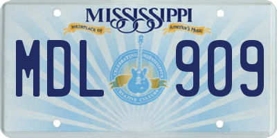 MS license plate MDL909