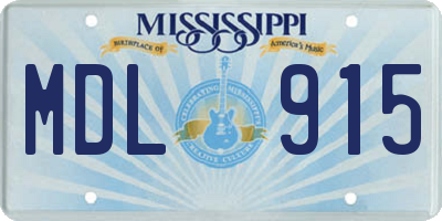 MS license plate MDL915