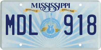 MS license plate MDL918