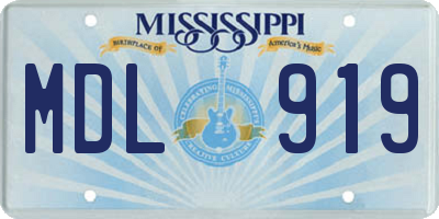 MS license plate MDL919