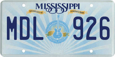 MS license plate MDL926
