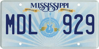 MS license plate MDL929