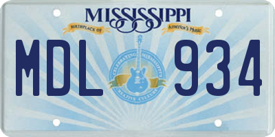 MS license plate MDL934