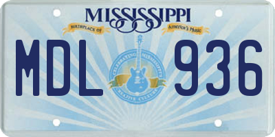 MS license plate MDL936