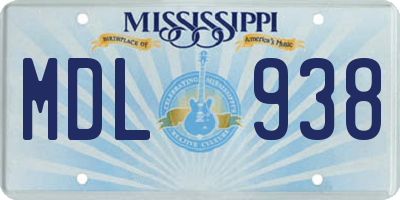 MS license plate MDL938