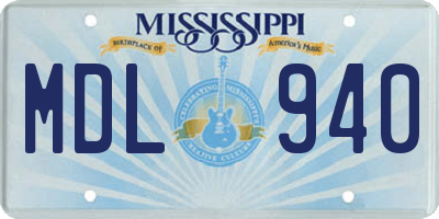 MS license plate MDL940