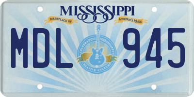 MS license plate MDL945
