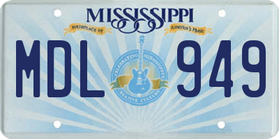 MS license plate MDL949
