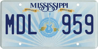 MS license plate MDL959