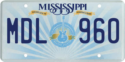 MS license plate MDL960