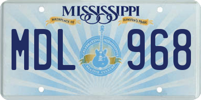 MS license plate MDL968