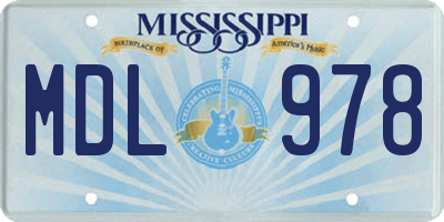 MS license plate MDL978