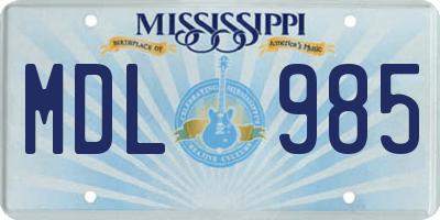 MS license plate MDL985