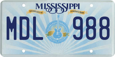 MS license plate MDL988