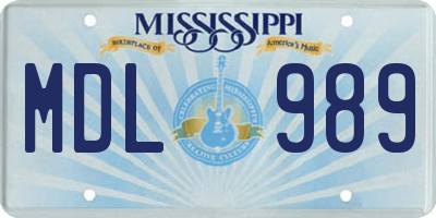 MS license plate MDL989