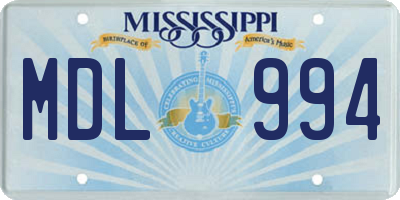 MS license plate MDL994