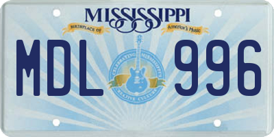 MS license plate MDL996