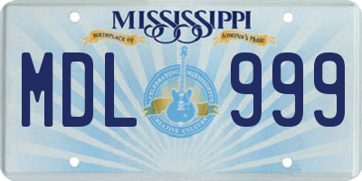 MS license plate MDL999