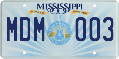 MS license plate MDM003