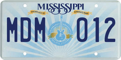 MS license plate MDM012