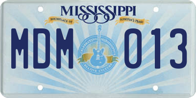 MS license plate MDM013