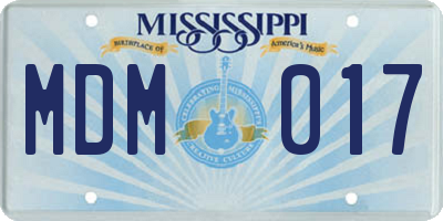 MS license plate MDM017