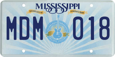 MS license plate MDM018
