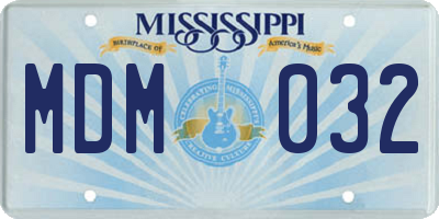 MS license plate MDM032
