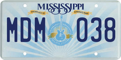 MS license plate MDM038