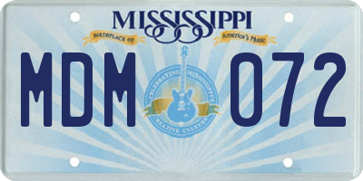 MS license plate MDM072