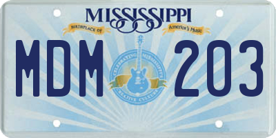 MS license plate MDM203