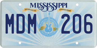 MS license plate MDM206