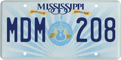 MS license plate MDM208