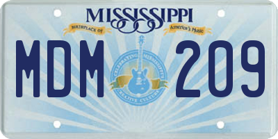 MS license plate MDM209