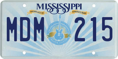 MS license plate MDM215