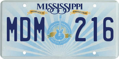 MS license plate MDM216