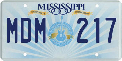 MS license plate MDM217
