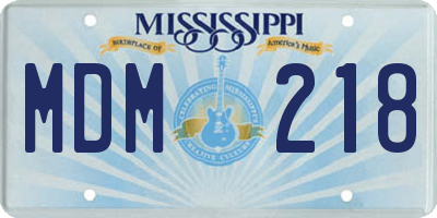 MS license plate MDM218