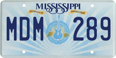 MS license plate MDM289